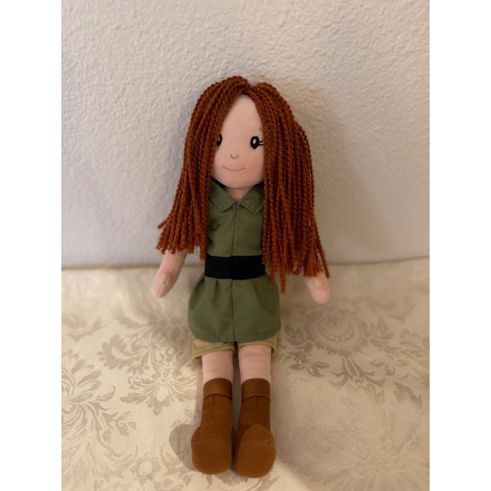 The Petting Zoo Plush Rag Doll Red Yarn Hair Park Ranger Explorer Green 15in